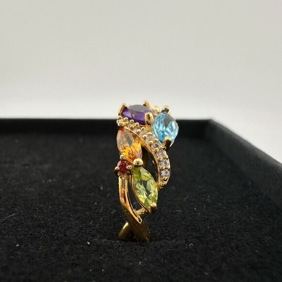 Colorful Gemstone Bouquet Ring in Sterling Silver with 14kt Gold Overlay - Picture 13 of 16